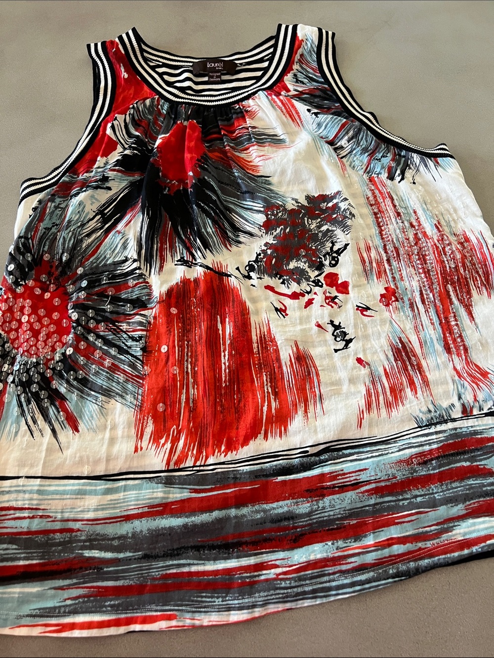 Red Floral Sleeveless Tank Top